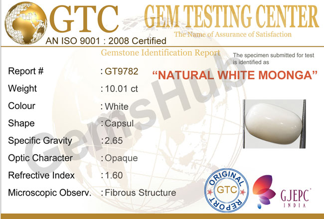11.25 ratti/10.01 ct Natural Certified  White Coral/सफ़ेद मूंगा